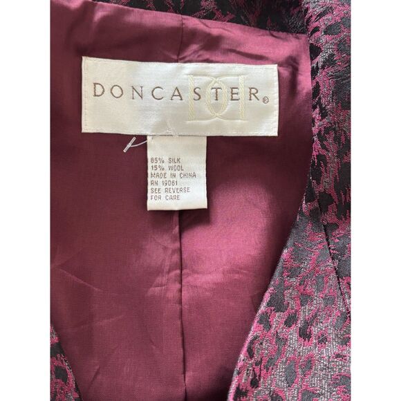 Doncaster Silk Wool Blazer Jacket Brocade Burgundy Pink Size 2 - Picture 3 of 6